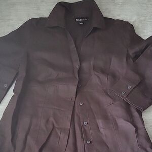 Style & Co. Dark Brown Button-Up Blouse